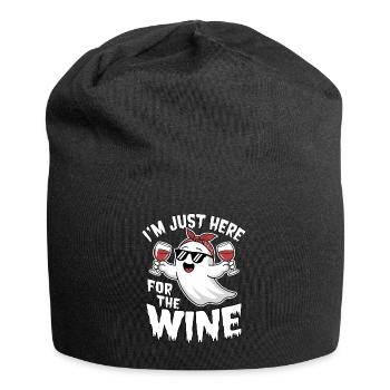 Halloween Ghost I'm just here for the Wine - Jersey Beanie - black - Front