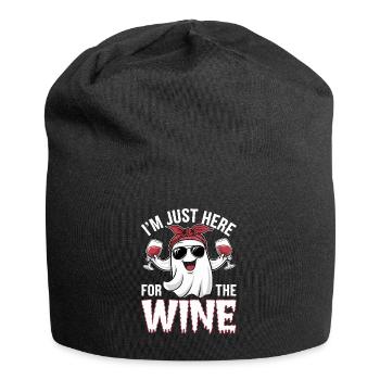Halloween Ghost I'm just here for the Wine - Jersey Beanie - black - Front