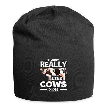 J’aime beaucoup les vaches ok fan de vache - Bonnet en jersey - noir - Devant