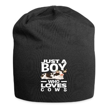 Un garçon qui aime les vaches - Bonnet en jersey - noir - Devant