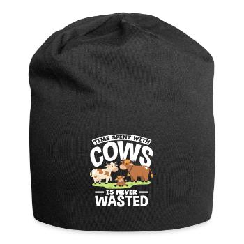 Passer du temps avec les vaches n’est jamais perdu - Bonnet en jersey - noir - Devant