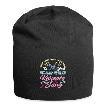 Ich Denke An Mein Nächstes Karaoke-Lied - Jersey-Beanie - Schwarz - Vorne