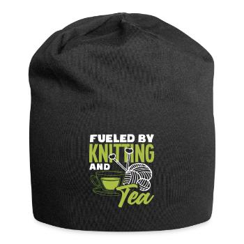 Tensioned by knitting and tea - Jersey Beanie - black - Front