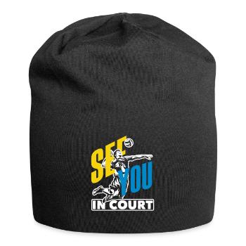 Volleyball Sieht Man Sich Auf Dem Spielfeld - Jersey-Beanie - Schwarz - Vorne