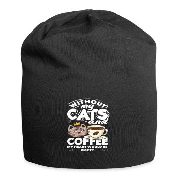 Sans le cœur de mes chats et de mes amateurs de café - Bonnet en jersey - noir - Devant