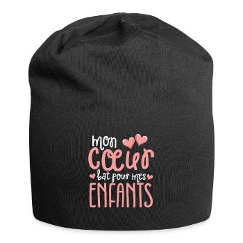Mon Cœur Bat Pour Mes Enfants Loving Parents - Jersey Beanie - black - Front