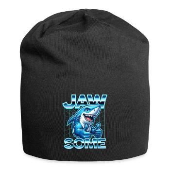 Jawsome Cartoon Shark Daumen hoch Retro-Design - Jersey-Beanie - Schwarz - Vorne