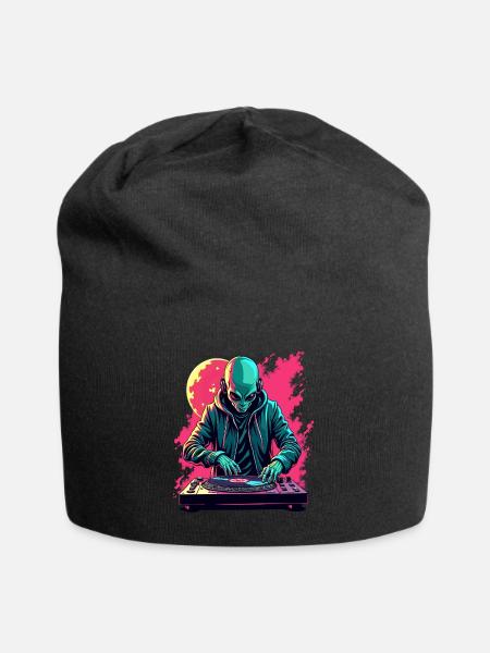 Alien Ausserirdischer DJ Musik - Jersey-Beanie - Schwarz