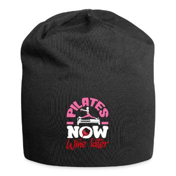 Pilates Jetzt Wein Später Charmant - Jersey-Beanie - Schwarz - Vorne