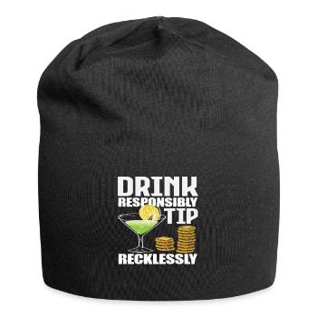 Barkeeper Drink Responsibly Tipp Recklessly - Jersey-Beanie - Schwarz - Vorne