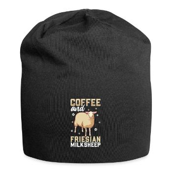 Café et brebis laitières de Frise orientale - Bonnet en jersey - noir - Devant