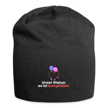 Unser Status: es ist kompliziert - Jersey-Beanie - Schwarz - Vorne