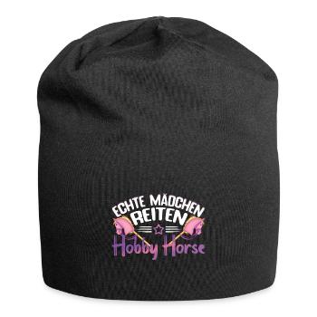 Hobby Horsing Echte Mödchen reiten Hobby Horse - Jersey-Beanie - Schwarz - Vorne