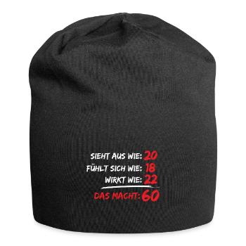 60. Geburtstag Männer Frauen Geschenk - Jersey-Beanie - Schwarz - Vorne