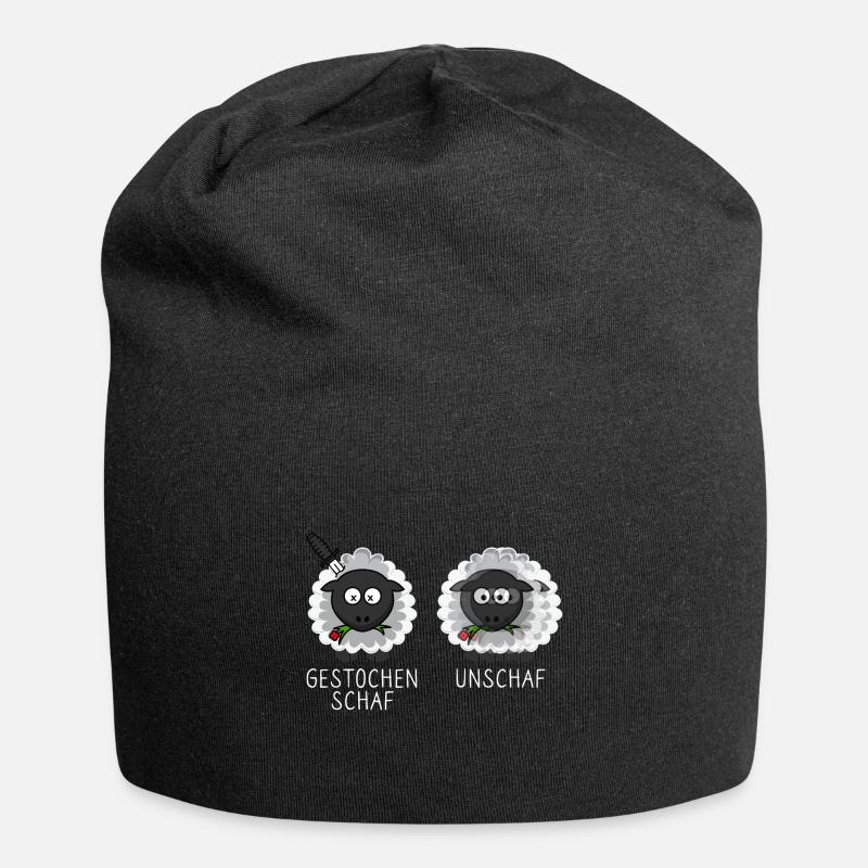 Schaf Unschaf Gestochen Schaf Schafe Brillenträger - Jersey-Beanie - Schwarz