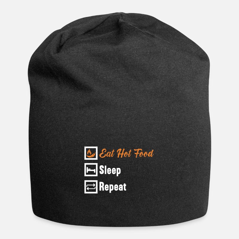 Manger des aliments chauds Dormir Répéter / Scharfes Essen - Bonnet en jersey - noir
