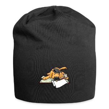Hund Student Studium Uni Universität Gelehrter Abi - Jersey-Beanie - Schwarz - Vorne