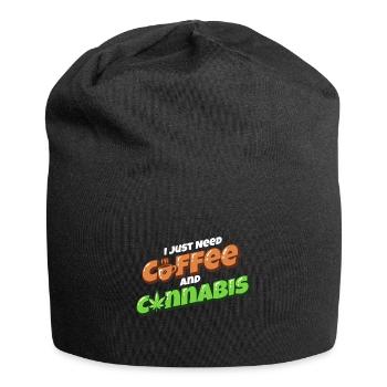 Ich Brauche Nur Kaffee Und Cannabis - Jersey-Beanie - Schwarz - Vorne