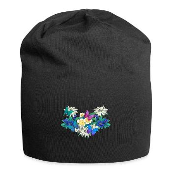 Début de la saison printanière Fleurs Papillons - Bonnet en jersey - noir - Devant