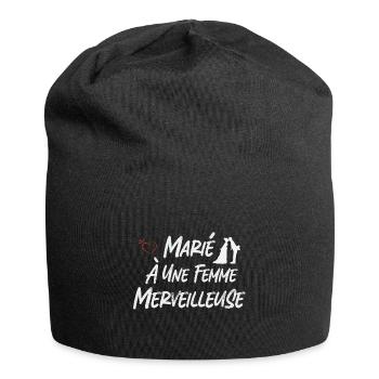 marié à une femme merveilleuse | mariage couple - Bonnet en jersey - noir - Devant