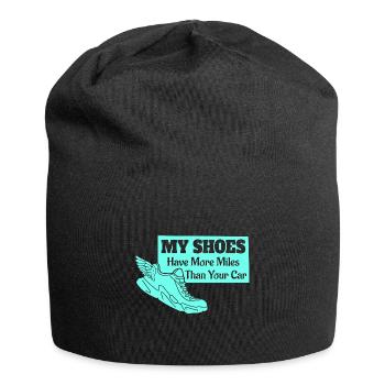 Meine Schuhe Haben Mehr Kilometer Als Dein Auto - Jersey-Beanie - Schwarz - Vorne