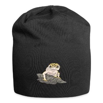 Leopard Gecko Reptile Pet Gecko - Jersey Beanie - black - Front