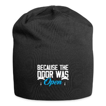 Because The Door Was Open Skydiving Freefall - Jersey-Beanie - Schwarz - Vorne