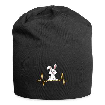 Rabbit Heartbeat Love Eared Bunny - Jersey Beanie - black - Front