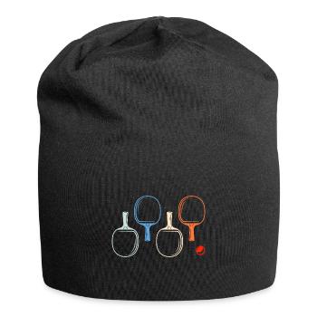 Retro Tischtennis und Ping Pong Spieler - Jersey-Beanie - Schwarz - Vorne