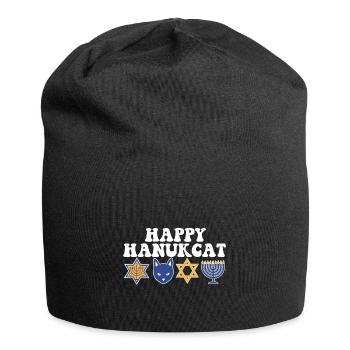 Jewish Hanukkah Hanukcat Star Of David Menorah - Jersey Beanie - black - Front