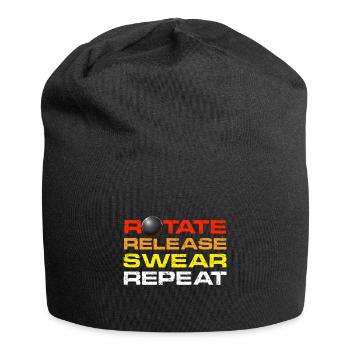 rotation, relâchement, jurer, répéter Conception pour un lancer de poids - Bonnet en jersey - noir - Devant