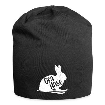 Hasenopa Opa Hase Skifahren Ski Fahrer Skilaufen - Jersey-Beanie - Schwarz - Vorne