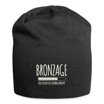 Tan Loading, Summer, Vacation, French - Jersey Beanie - black - Front