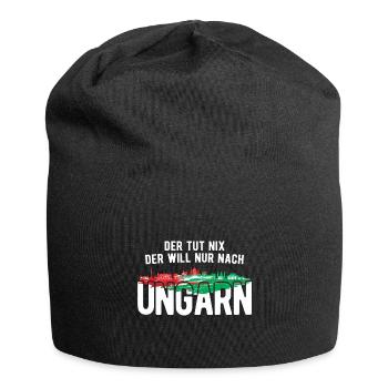 Der Will Nur Nach Ungarn Ungarische Flagge Ungarn - Jersey-Beanie - Schwarz - Vorne