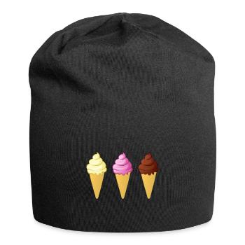 Eis Waffel Kostüme Eiscreme Eiskugel Waffeleis - Jersey-Beanie - Schwarz - Vorne