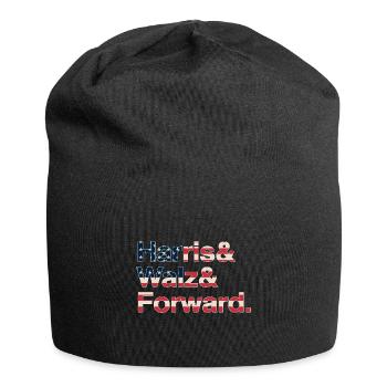 Kamala Harris & Tim Walz 2024 US Flag Shirt - Jersey Beanie - black - Front
