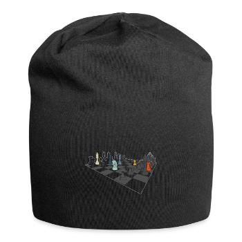 Schachmatt Brettspiel Schach - Jersey-Beanie - Schwarz - Vorne