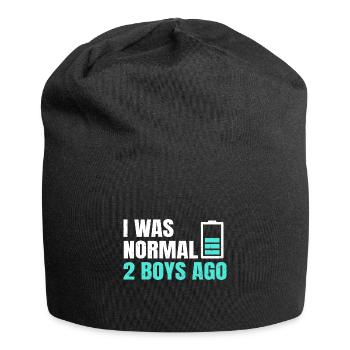 Ich war vor 2 Jungen normal Zitat für eine Mutter - Jersey-Beanie - Schwarz - Vorne