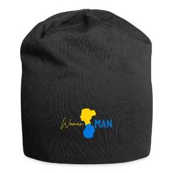 Woman > man - Jersey Beanie - black - Front