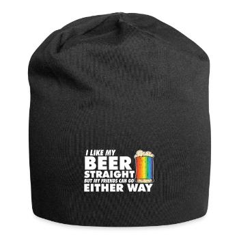 LGBT Proud Ally I Like My Beer Straight Rainbow - Jersey Beanie - black - Front