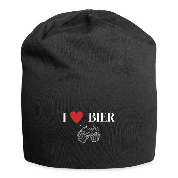 I love Bier Herz Geschenk Bierliebe - Jersey-Beanie - Schwarz - Vorne