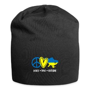 Peace Love Ukraine I Stand With Ukraine - Jersey-Beanie - Schwarz - Vorne