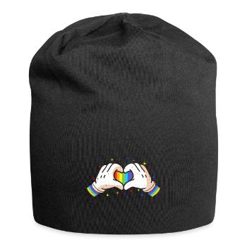 CSD LGBT Hände formen Regenbogen Herz Pride - Jersey-Beanie - Schwarz - Vorne