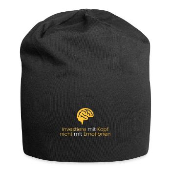Investiere mit Kopf ohne Emotionen - Jersey-Beanie - Schwarz - Vorne
