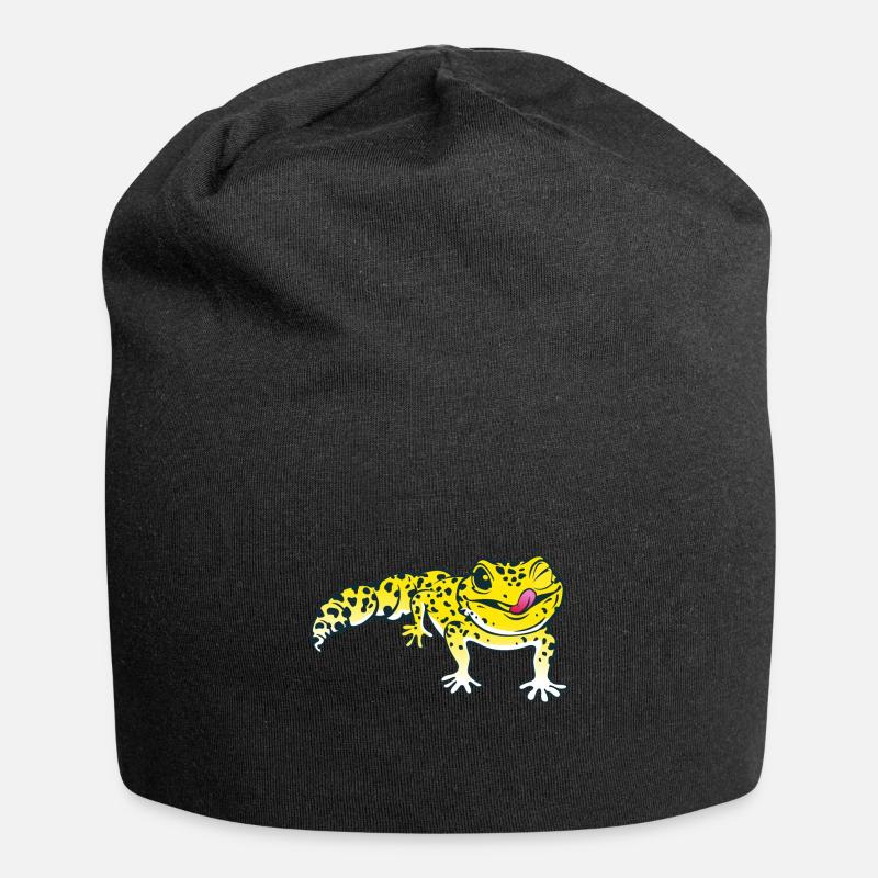 Leopardgecko Eidechse Reptilien Herpetologe - Jersey-Beanie - Schwarz
