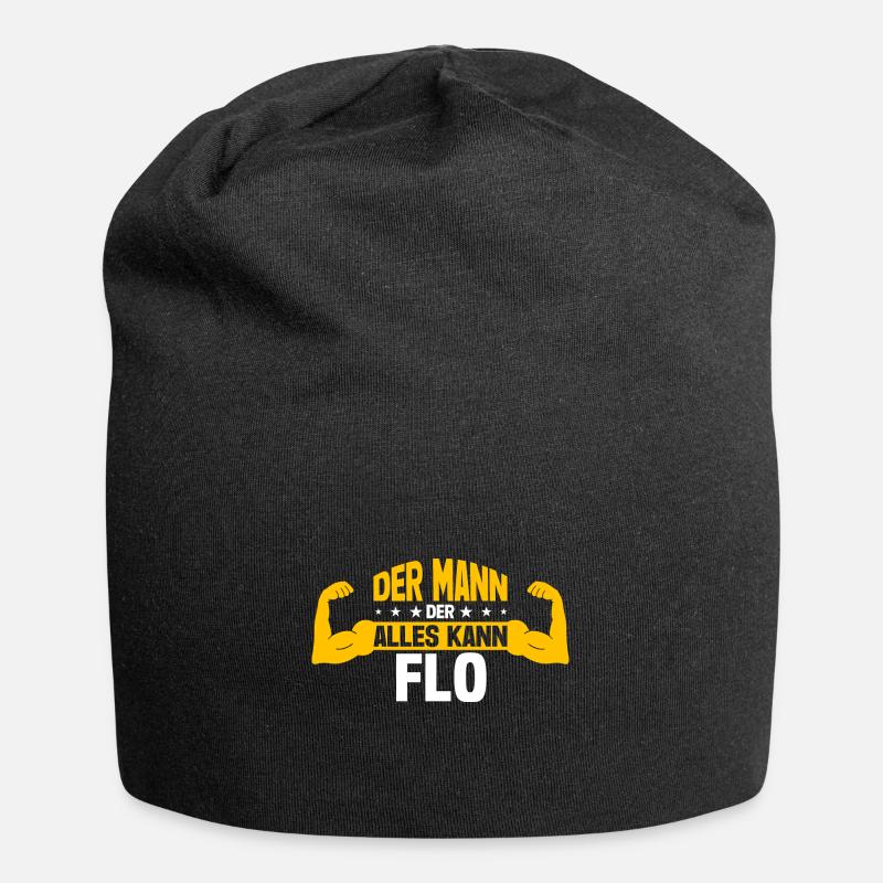 Flo Der Mann Der Alles Kann Vorname Flo - Jersey-Beanie - Schwarz