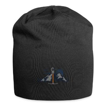 Ski Lift Design mit Bergen - Jersey-Beanie - Schwarz - Vorne