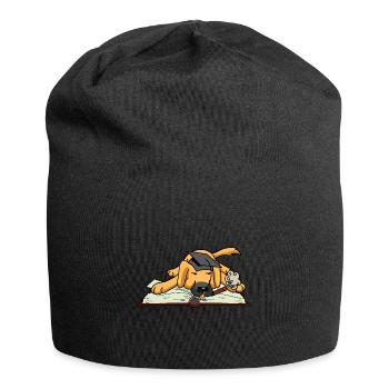 Hund Student Studium Uni Universität lernen Buch - Jersey-Beanie - Schwarz - Vorne
