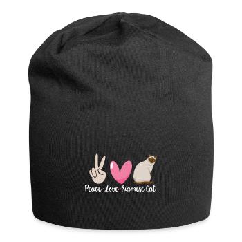 Siamkatze - Jersey-Beanie - Schwarz - Vorne