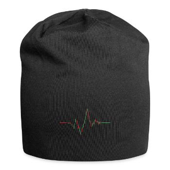 Herzschlag Aktien Chart - Jersey-Beanie - Schwarz - Vorne